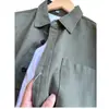 Camisa Verde Militar de Manga Larga para Hombre, Nueva Camisa de Trabajo Estilo Americano para Primavera y Otoño, Top Versátil Casual Holgado de Moda para Hombre