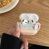 Estojo Protetor de Fone de Ouvido Listrado Arco-Íris Rosa e Amarelo para AirPods 4ª Geração Adequado para Fones de Ouvido Apple AirPods Pro2