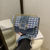 Bolsa Pequena de Luxo Feminina Verão Nova Corrente de Lã Bolsa Transversal Estilo Coreano Moda Explosões Tendência Joker Bolsa Quadrada Pequena