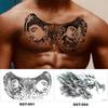 Tatuaje de Dragón de Tres Caras de Buda Flor en el Pecho Sobre el Hombro Pegatina Tatuaje de Letras Inglesas en Medio Brazo Fabricante Venta al por Mayor Tatuaje Semi-Permanente en el Pecho