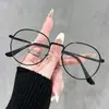 Nuevo marco de gafas ovaladas para miopía para mujer, estilo pequeño fragante, retro, color metal cambiante, marco pequeño, moda, espejo liso