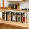 Frascos para Condimentos de Cocina Botellas de Acero Inoxidable para Especias Botellas Dosificadoras de Condimentos de Comino Pimienta Frascos de Vidrio para Sal de Uso Doméstico