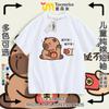 Camiseta Fofa de Capivara Algodão Manga Curta para Meninos e Meninas, Pequeno, Médio e Grande Infantil, Capivara Manga Meia