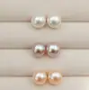 Pendientes de botón de perla de agua dulce naturales Plata pura S999 Cierre de rosca simple Estilo popular exquisito