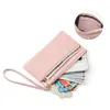 Yue Qiankai Producto Nuevo Coreano para Mujer Bolso para Teléfono Móvil de Mano Gran Capacidad Ultra Delgado Moda Correa de Muñeca Billetera Bolso Plateado
