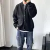 Cárdigan de Punto con Cuello Redondo Estilo Japonés para Hombre Estilo Primavera y Otoño Suéter de Punto Estilo Hong Kong Chaqueta de Cuello Redondo Suéter Grueso Holgado Sencillo
