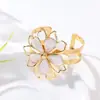Nuevo Anillo de Flor Tridimensional Hueco de Doble Capa de Loto Elegante y Dulce de Venta Caliente Transfronterizo Pulsera Aretes Collar