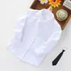 Camisa blanca de manga corta de poliéster y algodón para niño, fina, informal, de verano, para bebé, para niño, ropa de actuación para estudiantes de primaria, uniforme escolar