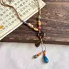 Nuevo collar colgante de cerámica estilo Zen chino para mujer, accesorio de cadena larga para el cuello estilo étnico bohemio, cadena para suéter de cordón colgante