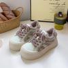 Zapatos Casuales para Mujer Belle de Lana de Cordero Nube 2024 Invierno Suela Gruesa Punta Redonda Diseño de Nicho Zapatos de Tabla LZ6028