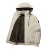 Nueva Chaqueta de Algodón Acolchada Otoño e Invierno para Hombre con Forro de Terciopelo Espeso, con Capucha, Chaqueta de Algodón para Personas de Mediana Edad y Mayores, Abrigo de Algodón con Capucha Desmontable, Parte Superior Cálida a Prueba de Viento