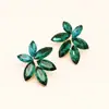 Brincos de Folha Simples de Cinco Cores Design Feminino Senso de Moda Tendência Versátil Liga Cravejada Diamantes Brincos Ornamentos de Orelha Fonte Transfronteiriça