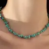 Moda de Verano Piedra Natural Turquesa Collar para Mujer Diseño de Verano Lujo Ligero Temperamento Cadena para Clavícula Cadena de Cuello de Moda