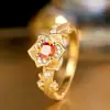 Anel Flor Rosa Série S925 Prata Esterlina Luxo Leve Pedra Fanta, Pedra Colorida Luxo Leve, Presente de Aniversário Moderno e Versátil