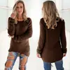 T136#-transfronteiriço Amazon tamanho de parede moda outono e inverno cor sólida manga longa suéter feminino top