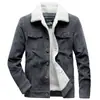 Chaqueta de Lana de Cordero para Hombre para Otoño e Invierno, Abrigo de Algodón Grueso de Pana para Trabajo, Chaqueta Vintage de Pana Forrada de Polar