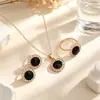 Nuevo Set de Joyería Más Vendido de Shein para Mujeres Transfronterizo Collar con Incrustaciones de Diamantes Redondos y Pedrería Aretes Anillo Joyería de Novia