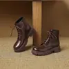 Botas Martin con Cremallera Trasera Vintage para Viajar 2024 Nuevas con Cordones Botines de Tacón Grueso Medio Botas Romanas Vintage Botas de Comercio Exterior