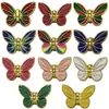 Pulsera Colgante de Mariposa de Doble Cara con Agujero Vertical para Aceite, Estilo Antiguo, Chapada en Oro, Bidireccional, Accesorios para Ropa, Joyería de Aleación Colorida