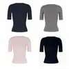 2026 Principios de Primavera Mujer Cuello Redondo Pequeño Manga Media Ajustado Nuevo Versátil Hombro Normal Manga Corta Top Camiseta