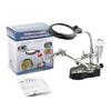 Lupa de soporte multifunción con clip auxiliar, soldador eléctrico de escritorio con lámpara de 2 LED, lupa 16126A, venta al por mayor