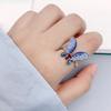 Anillo de Plata 925 Esmaltado, Anillo Grande de Mariposa Azul, Artesanía en Esmalte, Retro, Exquisito, Elegante, Joyería Personalizada