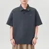 Camisa Polo pesada de 240g para homens, novo estilo verão 2026, camiseta de manga curta com gola de lapela, top casual solto para homens
