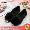 [Piel de conejo auténtica] Nuevos zapatos de felpa para mujer, otoño e invierno, para exteriores, de una sola capa, planos, sin cordones, de gamuza.