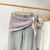 Bufanda Triángulo de Encaje Estilo Coreano, Falda Decorativa, Cinturón para Cintura de Vestido, Bufanda de Algodón Lino Seda Color Sólido de Verano, Pañuelo para la Cabeza, Chal Venta al por Mayor