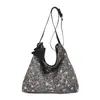 Bolsa Tote Estampada de Leopardo Estrela Feminina 2026 Nova Outono Retro Grande Capacidade Ombro Único Transversal Versátil para o Trabalho Bolsa de Lona