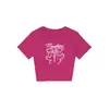 Camiseta Branca de Gola Redonda e Manga Curta para Mulheres, Novo Estilo de Verão, Estampa de Laço, Versátil, Emagrecedora, Top Hot Girl para Mulheres