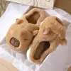 Chinelos de Pelúcia Capivara, Sapatos de Algodão Espessos para Interior, Aquecedores de Pés para Casa, Chinelos de Algodão Capivara de Pelúcia Antiderrapantes para Homens e Mulheres