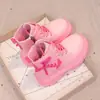 Botas Martin para Meninas Primavera e Outono Botas de Cano Curto Quentes com Forro de Lã Infantil 2024 Nova Primavera Botas Simples para Meninas Botas de Couro Fashion Princesa