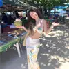 Vestido de Playa Vacaciones en Isla Dos Piezas Sin Tirantes Bikini Sexy Chica Caliente Pecho Pequeño Estilo Puro Deseo Ins Traje de Baño para Aguas Termales