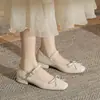 Jin Gang MY2808 Sapatos Femininos Mary Jane com Salto Grosso Nova Coleção Primavera e Outono 2024 Sapatos de Couro Sapatos de Salto Baixo Sapatos de Boca Baixa para Mulheres