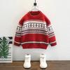 Suéter Infantil Inverno Espessado Estilo Ano Novo 2025 Suéter de Tricô Infantil para Meninos Vermelho Quente Top Moderno Roupa Infantil