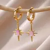 Pendientes de Estrella de Ocho Puntas con Circonita Incrustada Estilo Retro de Lujo Ligero Transfronterizos Pendientes Solares Diseño de Nicho Simples y Versátiles Venta al por Mayor