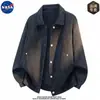 Chaqueta de alta calidad con cuello solapa y manga larga tie-dye de la marca NASA para hombre, ropa exterior casual de otoño de lujo ligero elegante