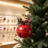 Adorno de campana metálica navideña, pentagrama hueco con cinta a cuadros, campana grande, colgante de decoración DIY para árbol de Navidad