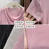 Procesamiento PersonalizadoYanzhiban Camiseta de Malla Brillante con Cuello Volante de Manga Corta Top Camisa Base Fuente OEM/ODM