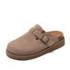 Chinelos Birkenstock de Cortiça com Couro de Primeira Camada para Mulheres, Novos Casuais Retro Slip-On Sapatos Mula de Solado Grosso Dedão Grande Feio H300