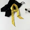 Punto de Onda Largo Cinta Larga Pequeña Ins Simple Todo Combinable Bufanda de Seda para el Cuello Pañuelo Cuadrado Pequeño Bufanda de Seda Estrecha Delgada Corbata para Mujer Bolsa