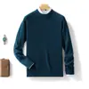Estilo Nuevo Otoño e Invierno 100% Lana Cuello Alto Medio Suéter de Punto para Hombre Camisa Base Estilo Perezoso Básico Top de Moda