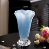 Jarrón de Vidrio Moderno Minimalista con un Toque de Lujo Ligero y de Gama Alta, Jarrón Decorado con Pétalos para Arreglos Florales de Sala de Estar y Adornos de Mesa de Comedor