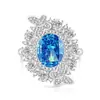 Transmisión en Vivo Venta Caliente Anillo de Mariposa Huevo de Paloma Cortado Flor de Hielo Piedra Preciosa Colorida para Mujeres, Anillo con Forma de Huevo de Diamante de Alto Carbono Súper Brillante, Venta al por Mayor de Una Pieza