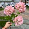 Flores de simulação para casa de alta qualidade fabricantes de comércio exterior 3 toque de cola macia madeira hortênsia verde decoração de casamento flores artificiais atacado