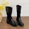 Botas largas apilables botas de caballero botas arrugadas para mujer adelgazantes de moda botas altas empalme de nicho suela gruesa tacón grueso estilo bota de motocicleta