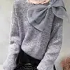 Suéter de Punto Pullover con Lazo Tridimensional de Nuevo Diseño Invernal Transfronterizo para Mujer, Moderno y Elegante, Suéter Holgado y Suave