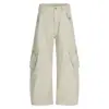 Pantalones Anchos Estilo Ropa de Trabajo Color Gris Oscuro con Múltiples Bolsillos, Corte de Cintura Alta Único y de Moda, Ropa para Hombre Adelgazante y Moderna