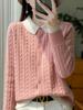 Abrigo de solapa de lana pura para mujer, otoño e invierno, novedad de 2024, con costuras falsas de dos piezas, cárdigan de punto para otoño e invierno.